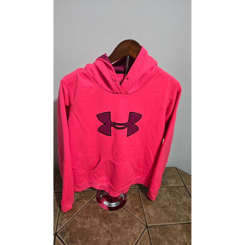 Women's Under Armour Pink Pullover Hooded Sweatshirt Sz L